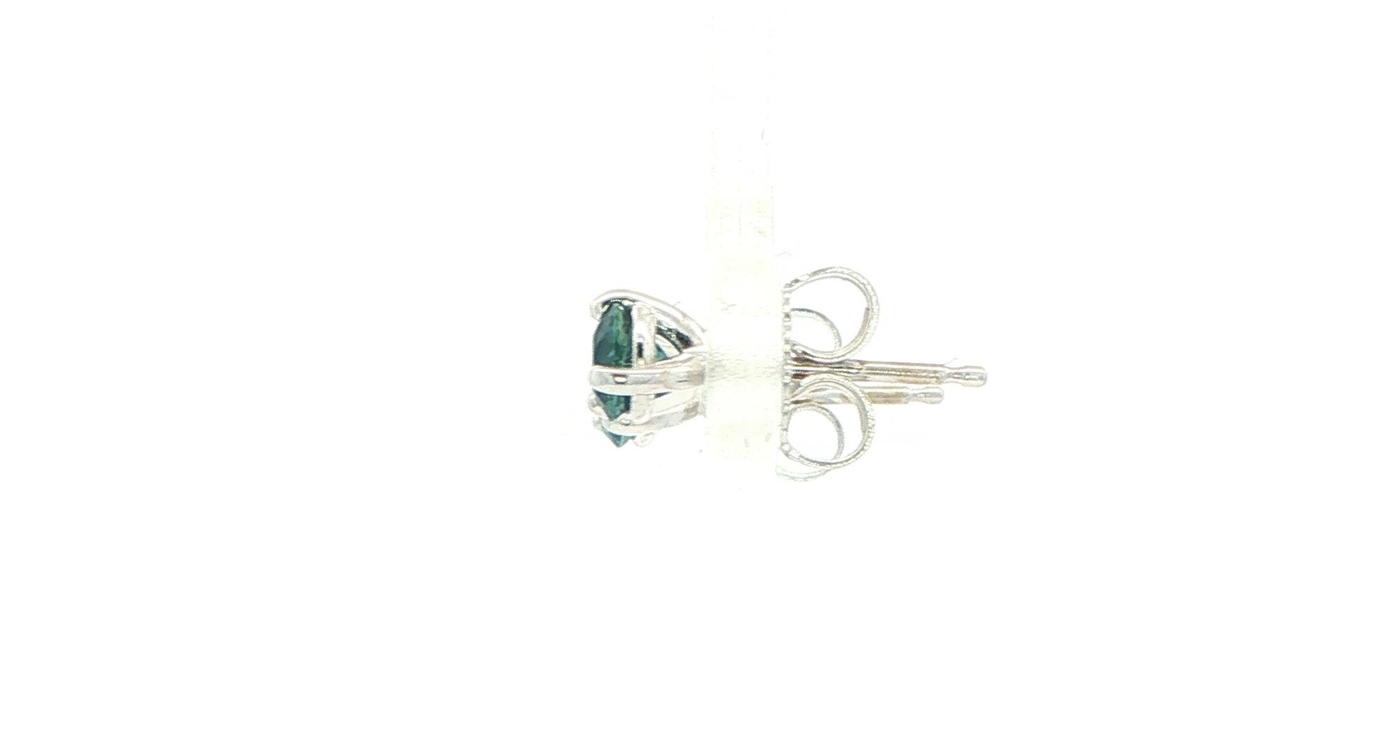 Peacock Blue Montana Sapphire Stud Earrings in White Gold (0.63cts TWT) side