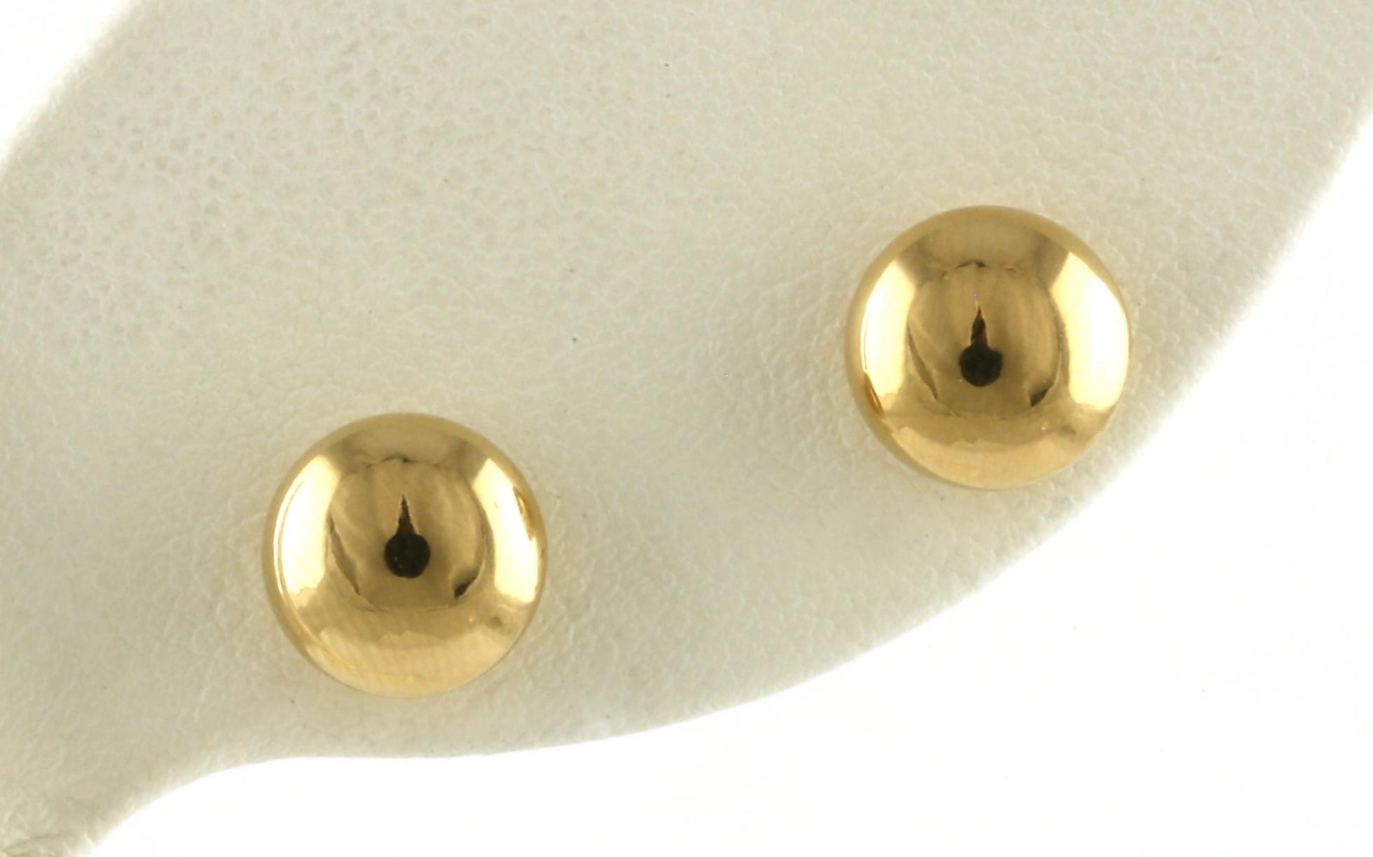 Flat Ball Stud Earrings in Yellow Gold (8mm)
