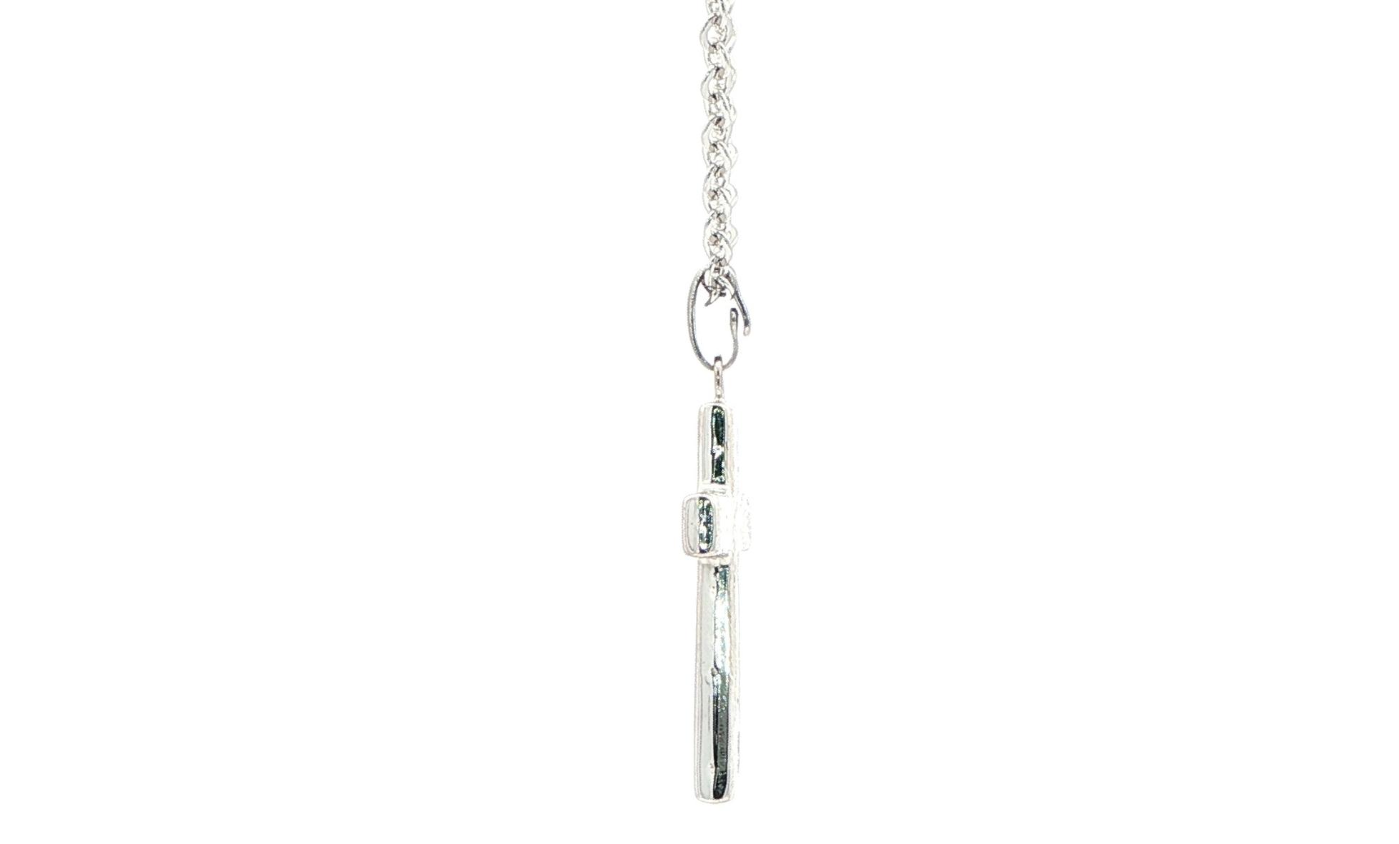 Hollow Cross Pendant Necklace in Sterling Silver side