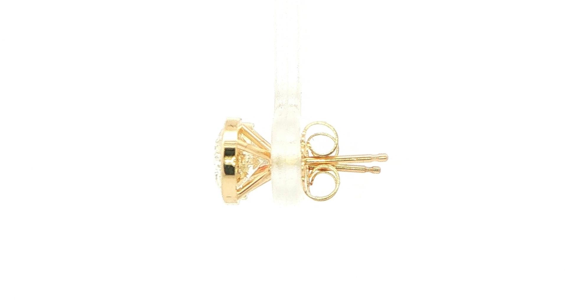Bezel-Set Diamond Stud Earrings in Yellow Gold (2.11cts TWT) side