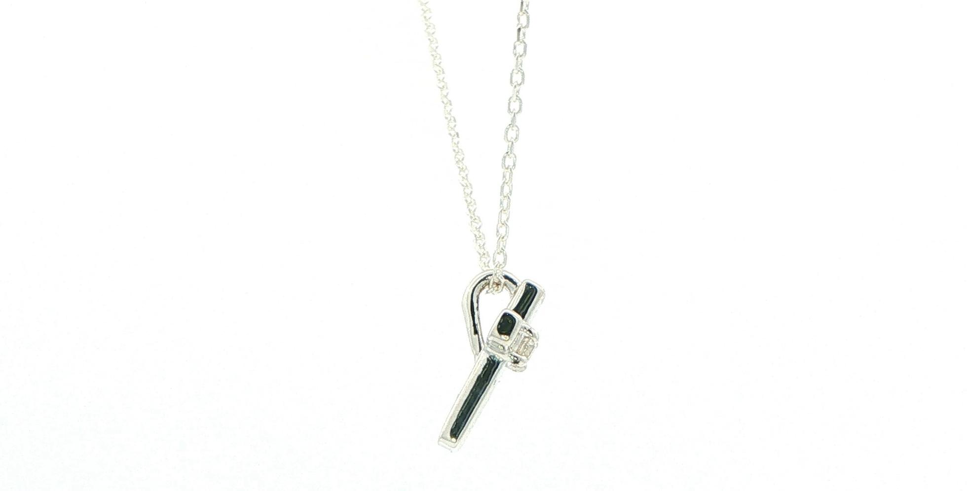 Diamond Accent Cross Pendant Necklace in Sterling Silver (0.06cts) side