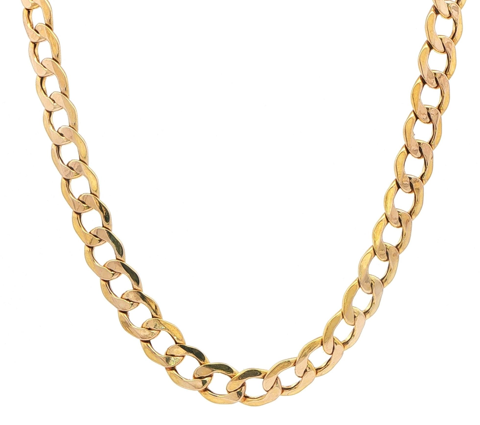 Estate Piece: Hollow Cuban Chain Necklace in Yellow Gold (7.1 mm)