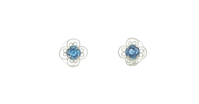 content/products/Estate Piece: Floral Filigree Rose-cut Montana Yogo Sapphire Stud Earrings in White Gold (0.40cts TWT)