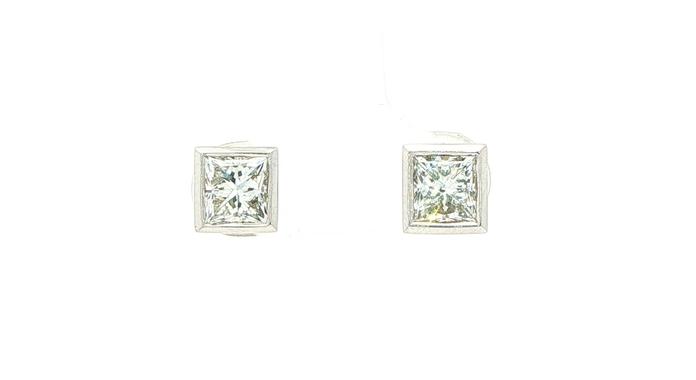 content/products/Princess Cut Diamond Bezel Stud Earrings in White Gold (2.03cts TWT)