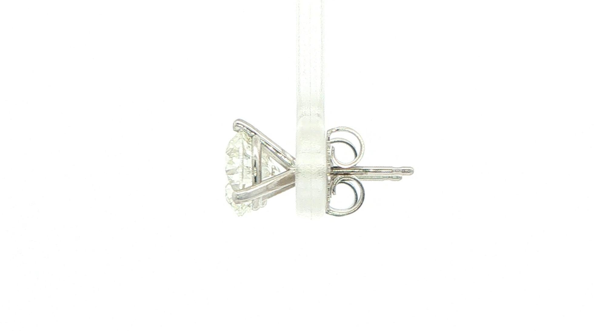 Diamond Stud Earrings in Three-Prong Martini Setting in White Gold (3.01cts TWT) side