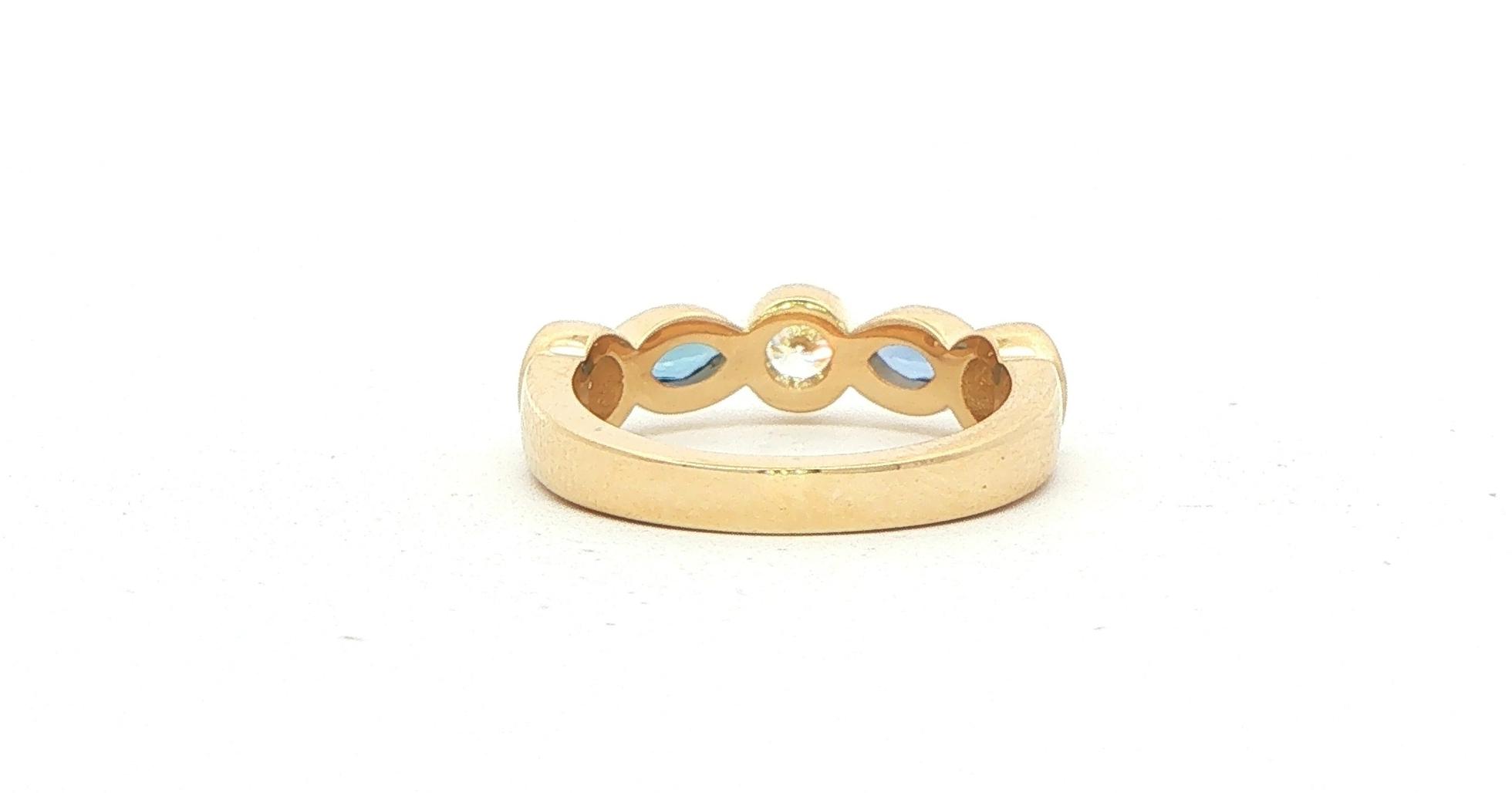 Bezel-Set Marquise Montana Yogo Sapphire and Round Diamond Ring in Yellow Gold (1.11cts TWT) back