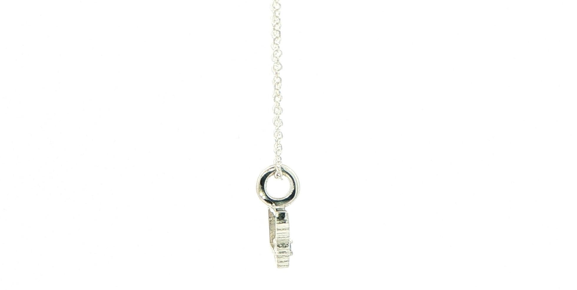 Petite Montana State Outline Charm Necklace with Montana Yogo Sapphire in Sterling Silver (0.02cts) side