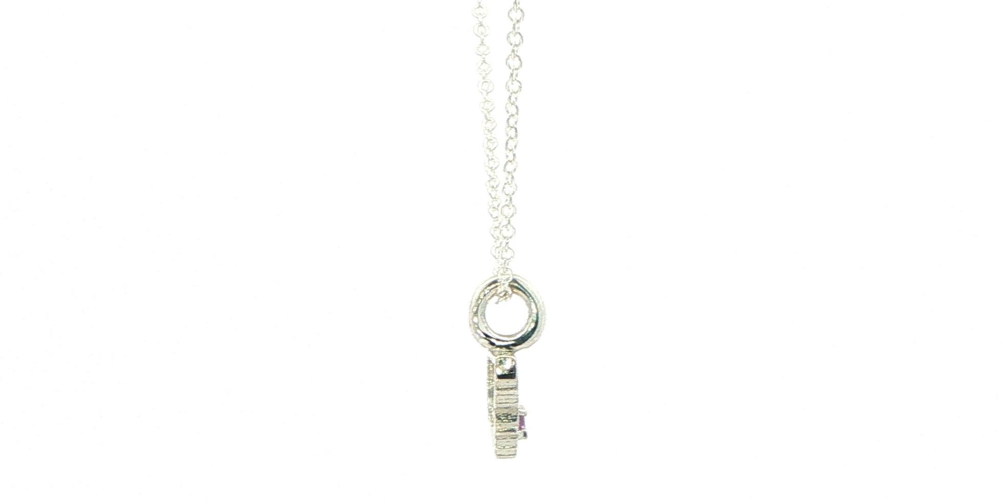 Petite Montana State Charm Necklace with Huckleberry Sapphire in Sterling Silver (0.02cts) side