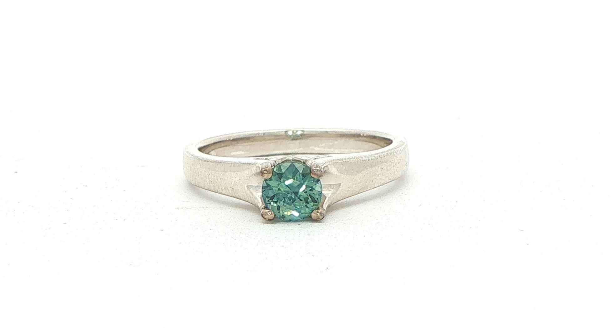 Blue-Green Montana Sapphire Solitaire Ring in Sterling Silver (0.50ct)