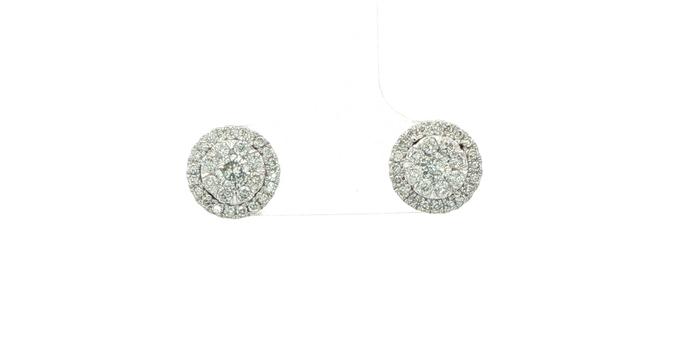 content/products/Estate Piece: Diamond Cluster Double Halo Stud Earrings in White Gold (0.50cts TWT)