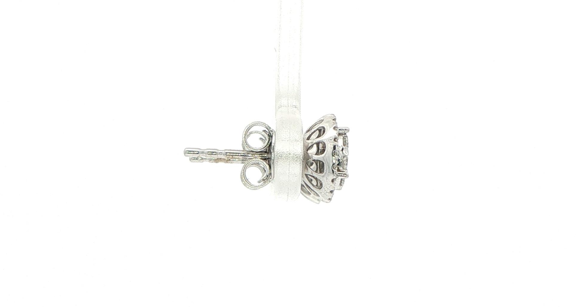 Estate Piece: Diamond Cluster Double Halo Stud Earrings in White Gold (0.50cts TWT) side