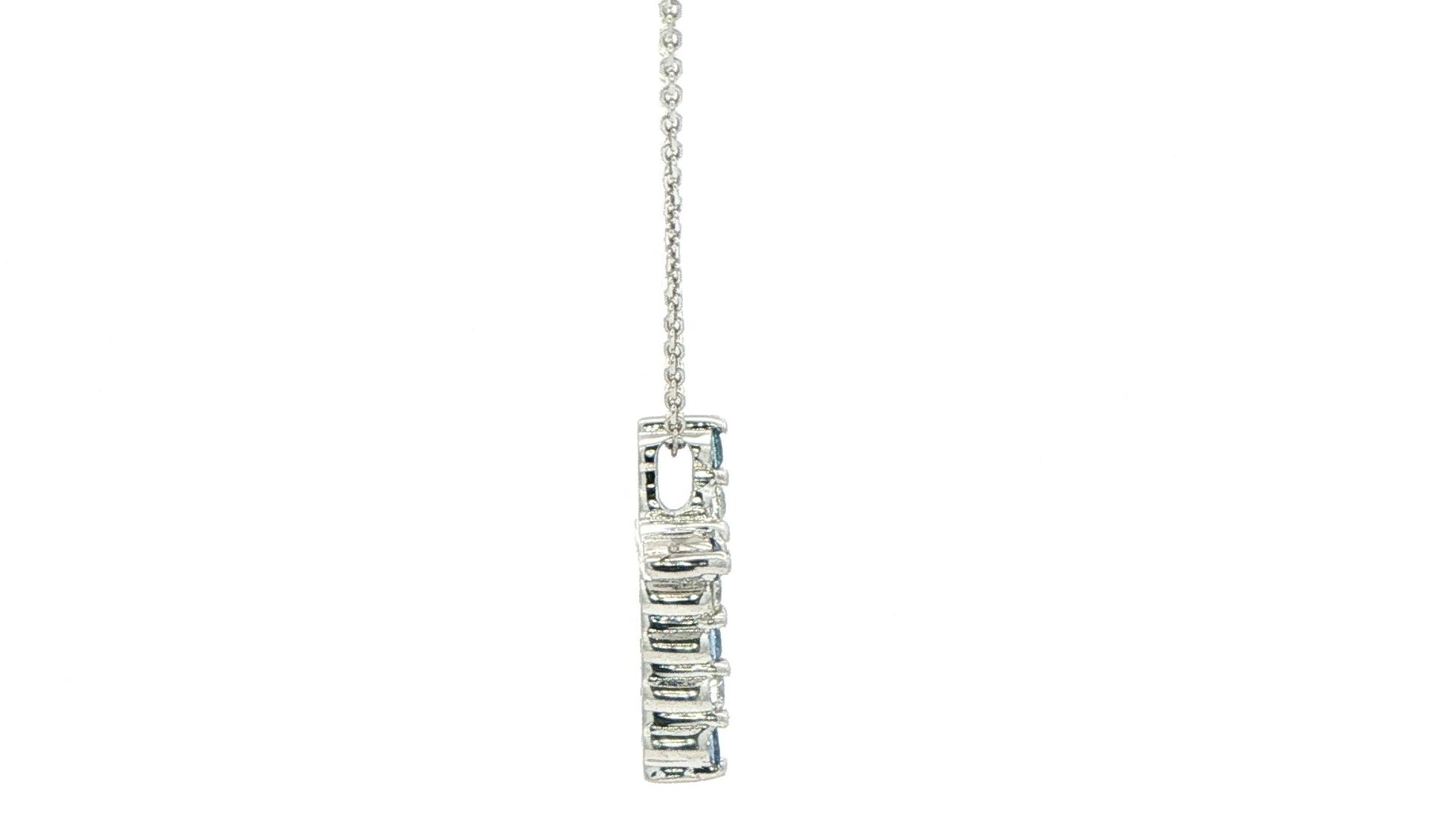Montana Yogo Sapphire and Diamond Cross Necklace in White Gold (0.28cts TWT) side