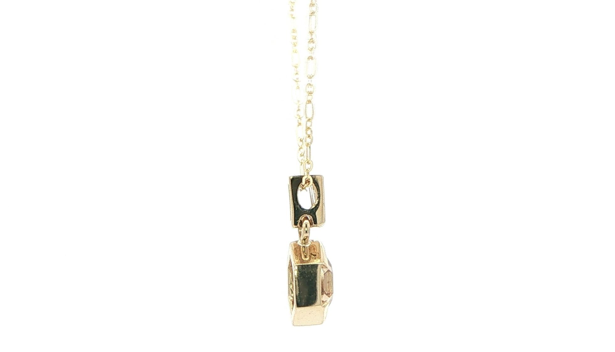 Bezel-set Fancy Brown-Yellow Hexagonal Diamond Charm Necklace in Yellow Gold (1.34cts TWT) side