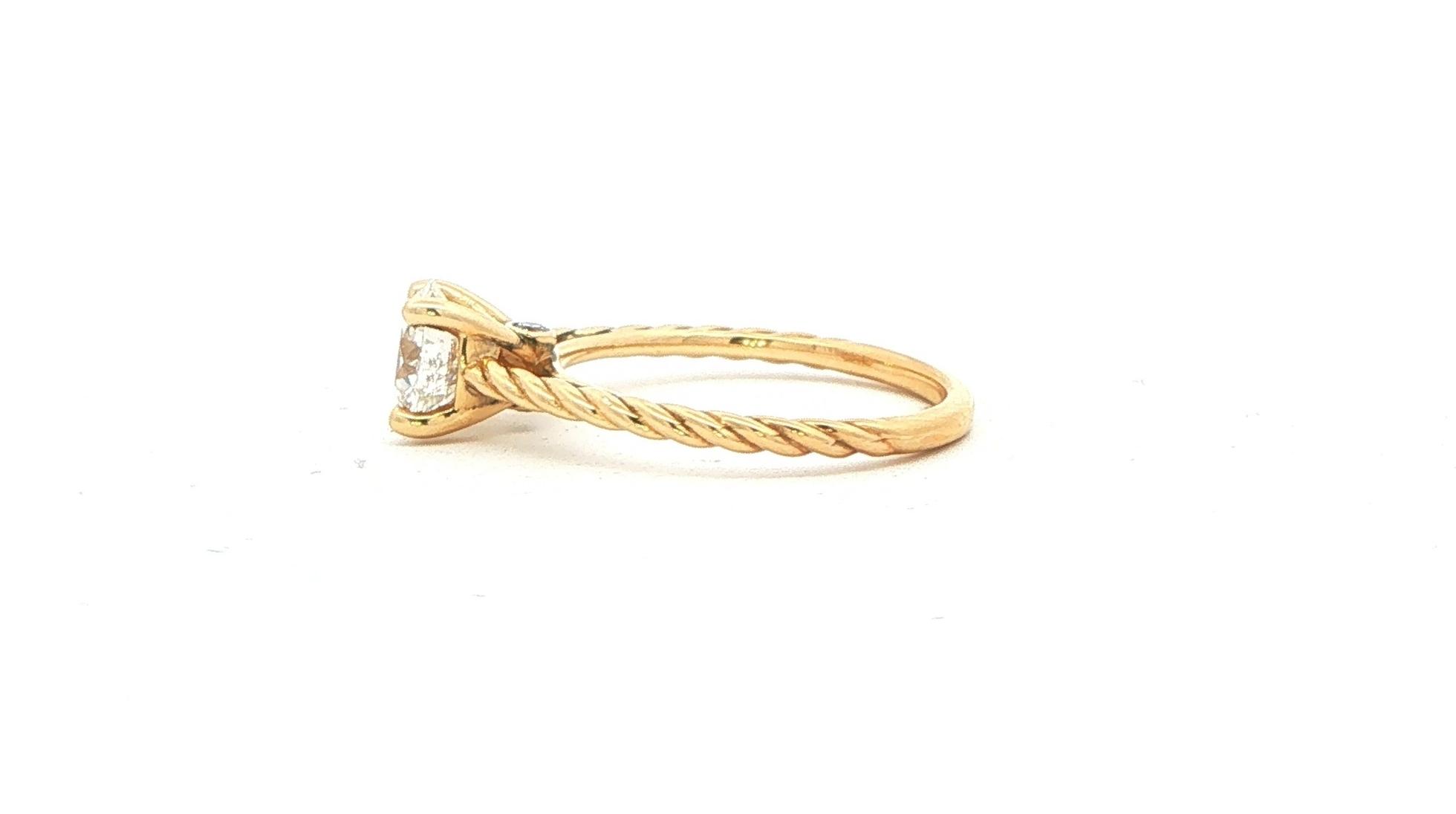 4-Prong Solitaire Diamond Engagement Ring with Rope Detail in Yellow Gold (1.19cts) side