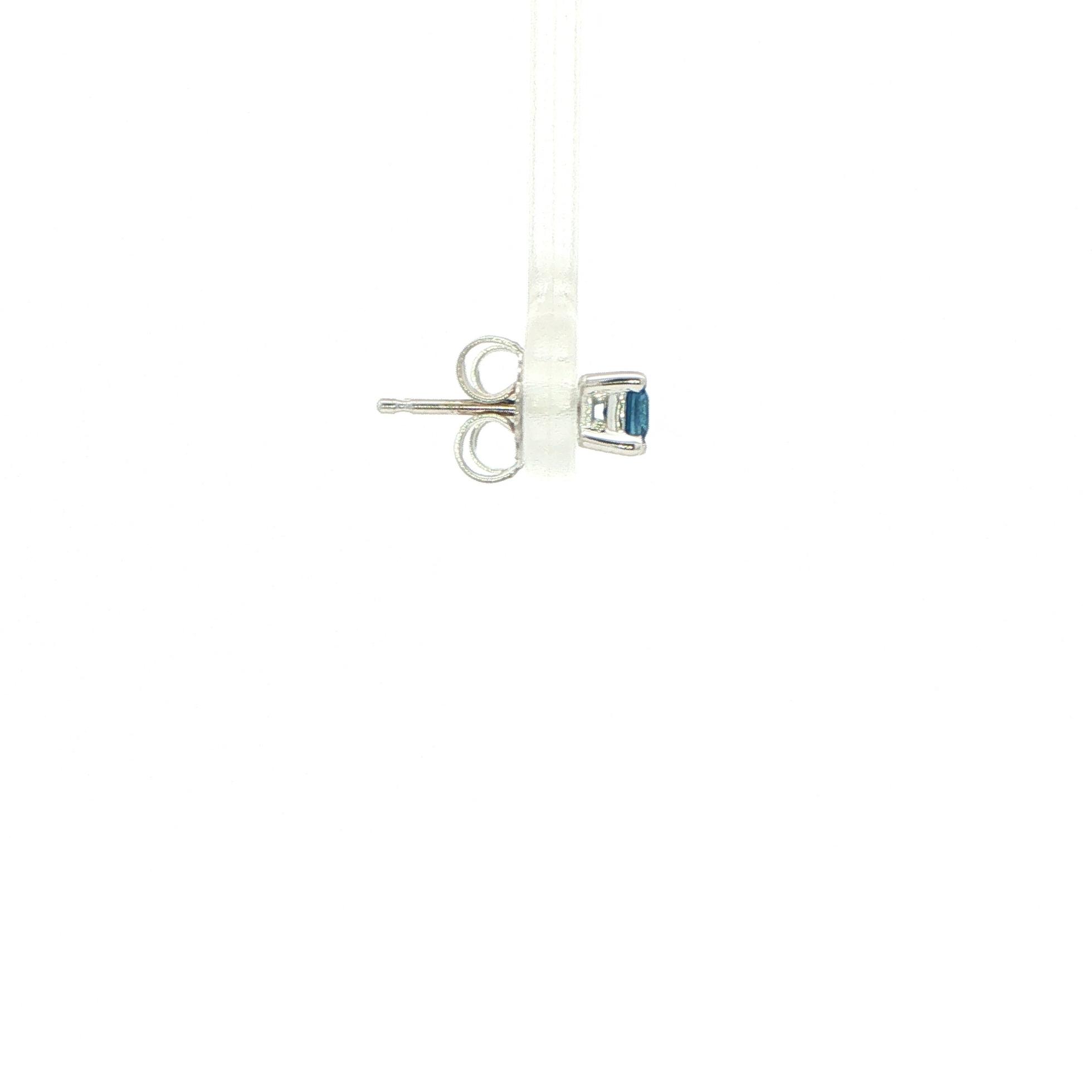 Estate Piece: Princess Cut Montana Yogo Sapphire Stud Earrings in White Gold (0.39cts TWT) side