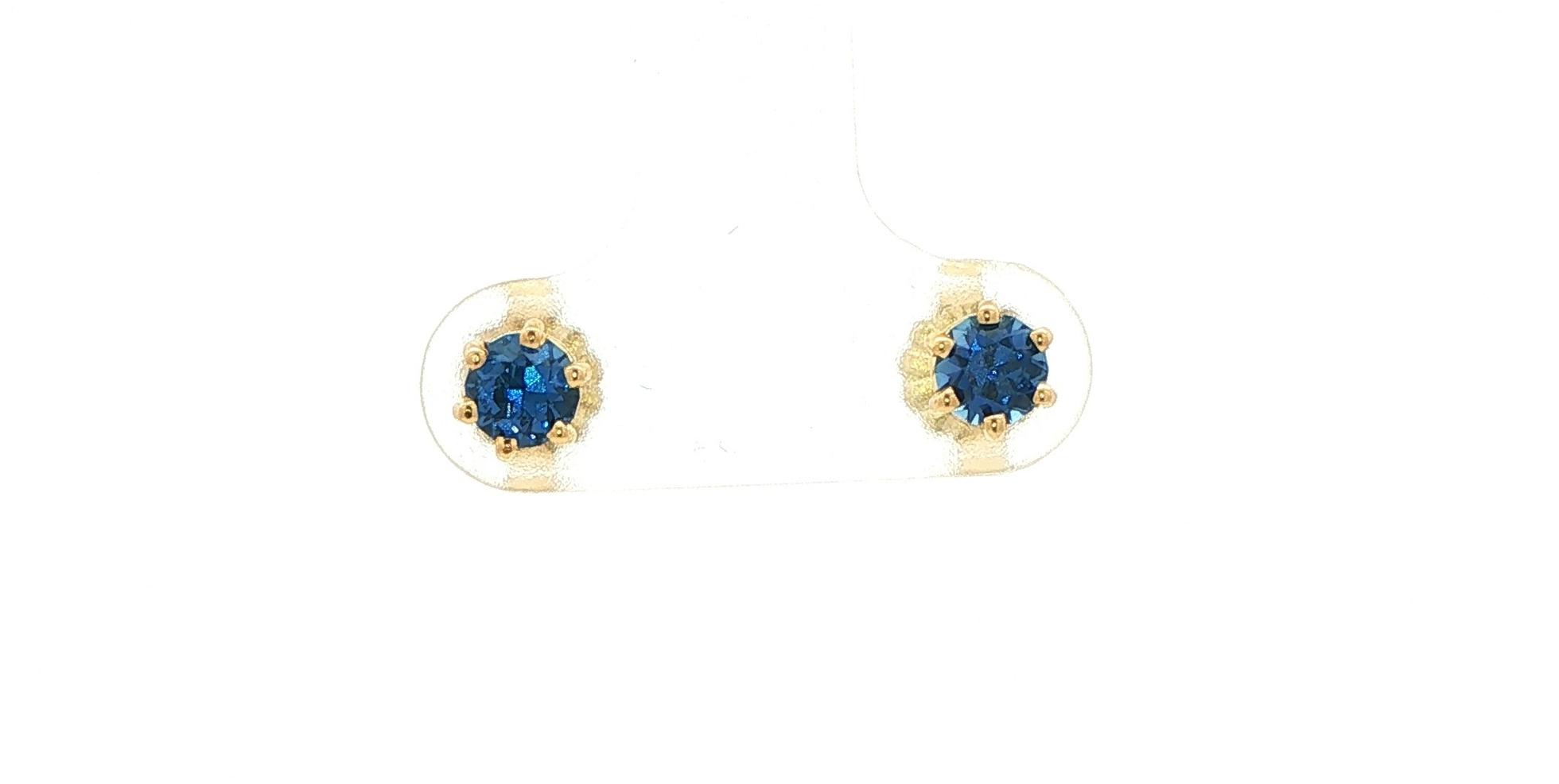 Estate Piece: Montana Yogo Sapphire Stud Earrings in 6-Prong Settings in Yellow Gold (0.68cts TWT)