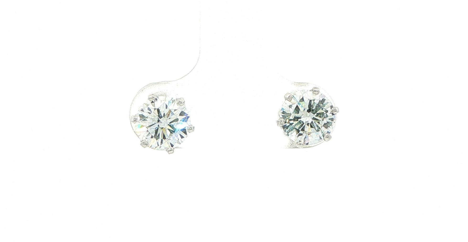 Estate Piece: Diamond Stud Earrings in 6-Prong Settings in White Gold (2.00cts TWT)