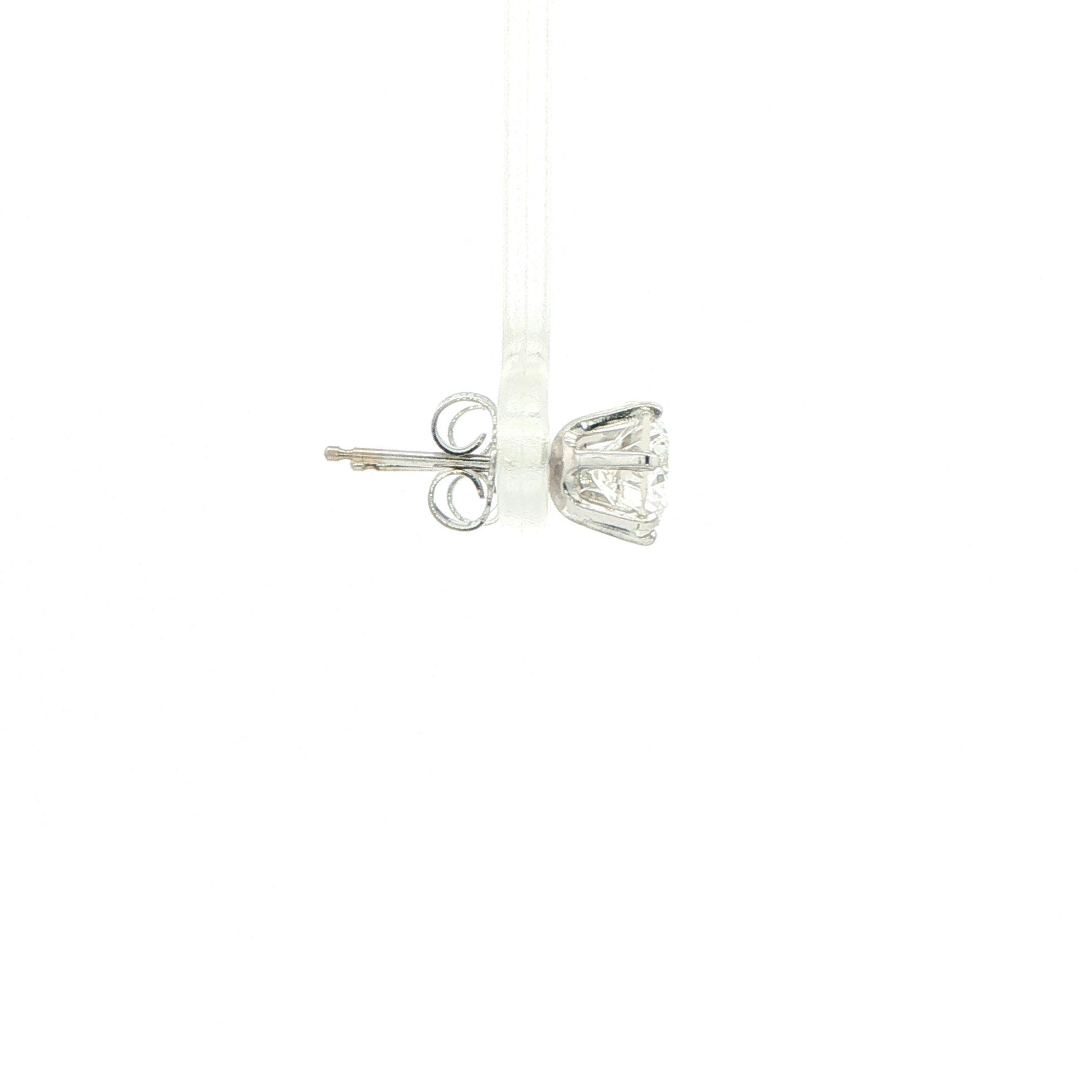 Estate Piece: Diamond Stud Earrings in 6-Prong Settings in White Gold (2.00cts TWT) side