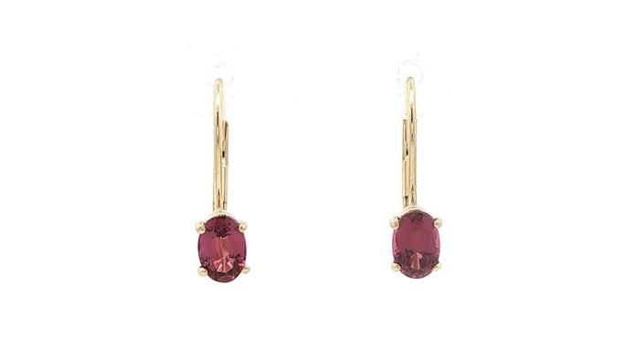 content/products/Estate Piece: Oval Garnet Leverback Drop Earrings in Yellow Gold 
