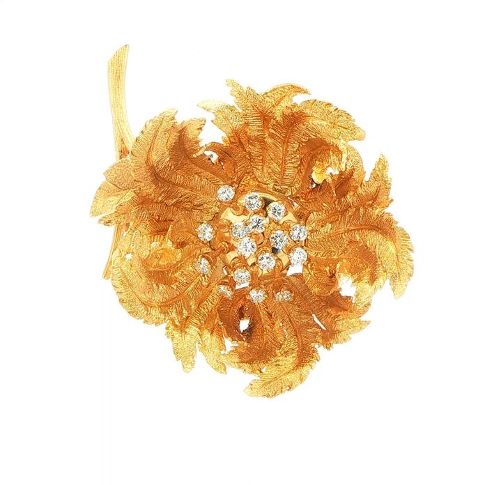 content/products/Estate Piece: Hammerman Brothers Diamond Rose Pin with Moveable Components in Yellow Gold (0.30cts TWT) open