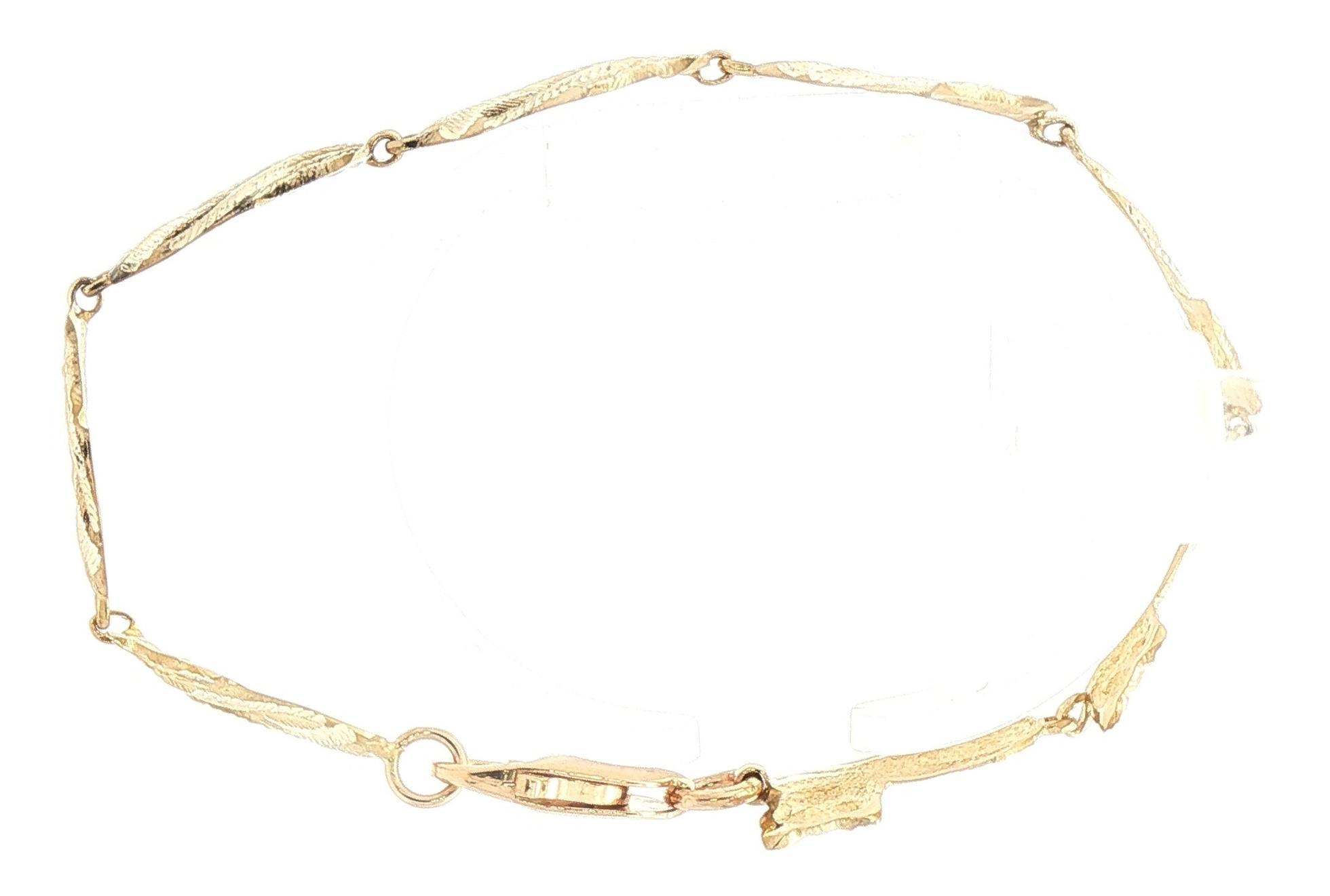 Estate Piece: Cat Motif Link Bracelet in Textured Yellow Gold  side