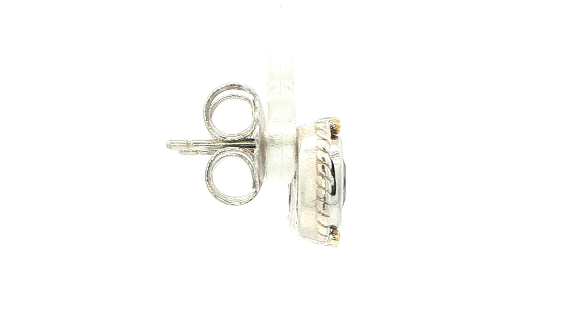 Estate Piece: Oval Quartz Cable Solitaire Earring in Sterling Silver with Yellow Gold Accent  side