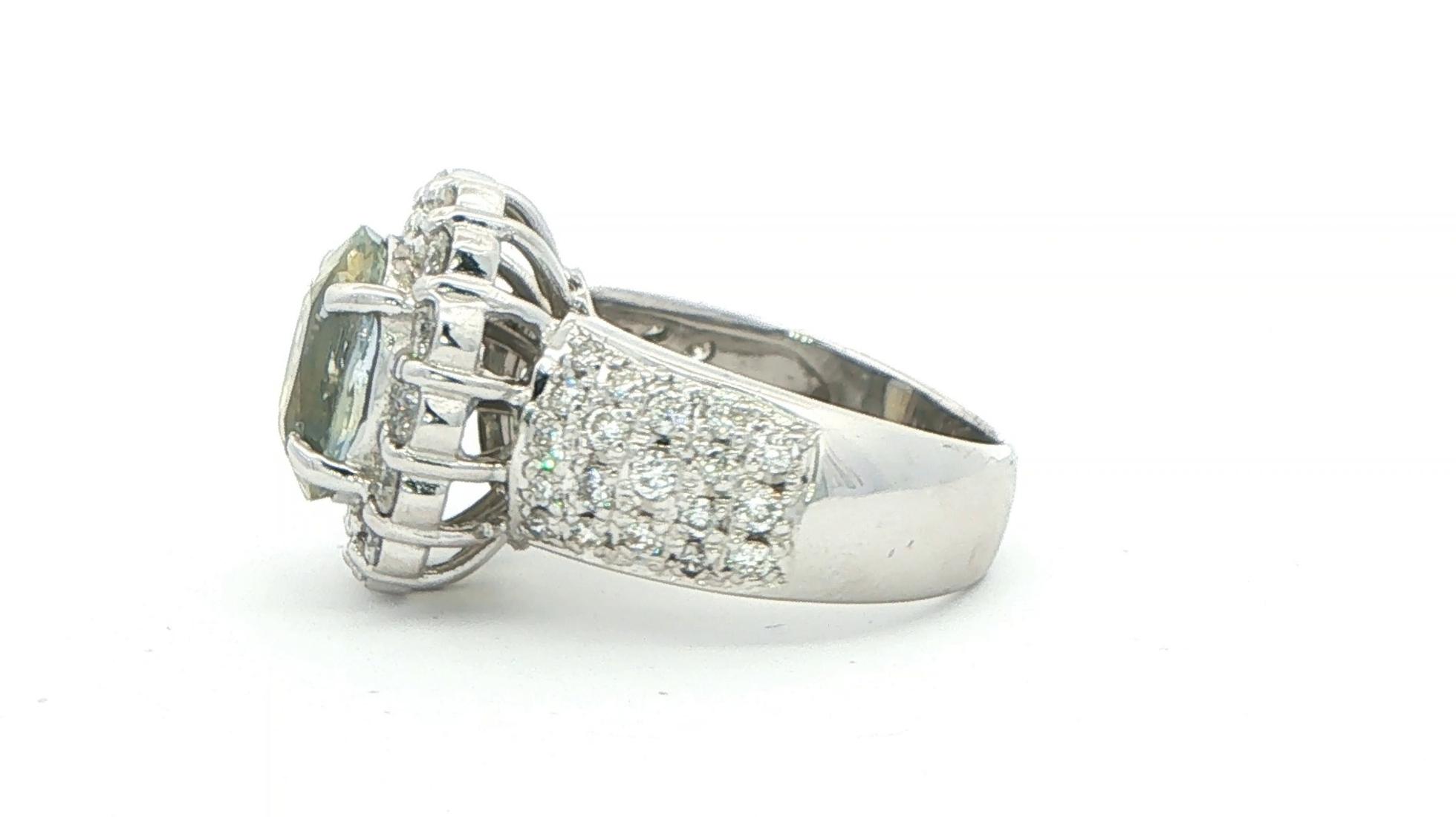 Estate Piece: Yellow Sapphire and Diamond Halo Cocktail Ring in White Gold (6.53cts TWT) side