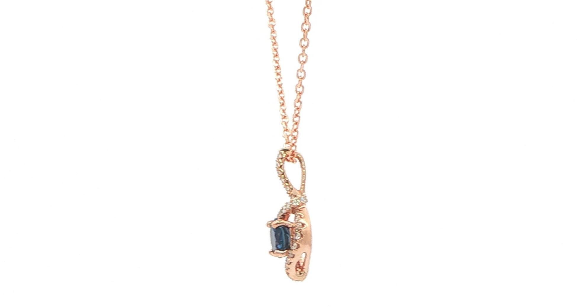 Huckleberry Sapphire Wrapped Halo Necklace in Rose Gold (0.46cts TWT) side