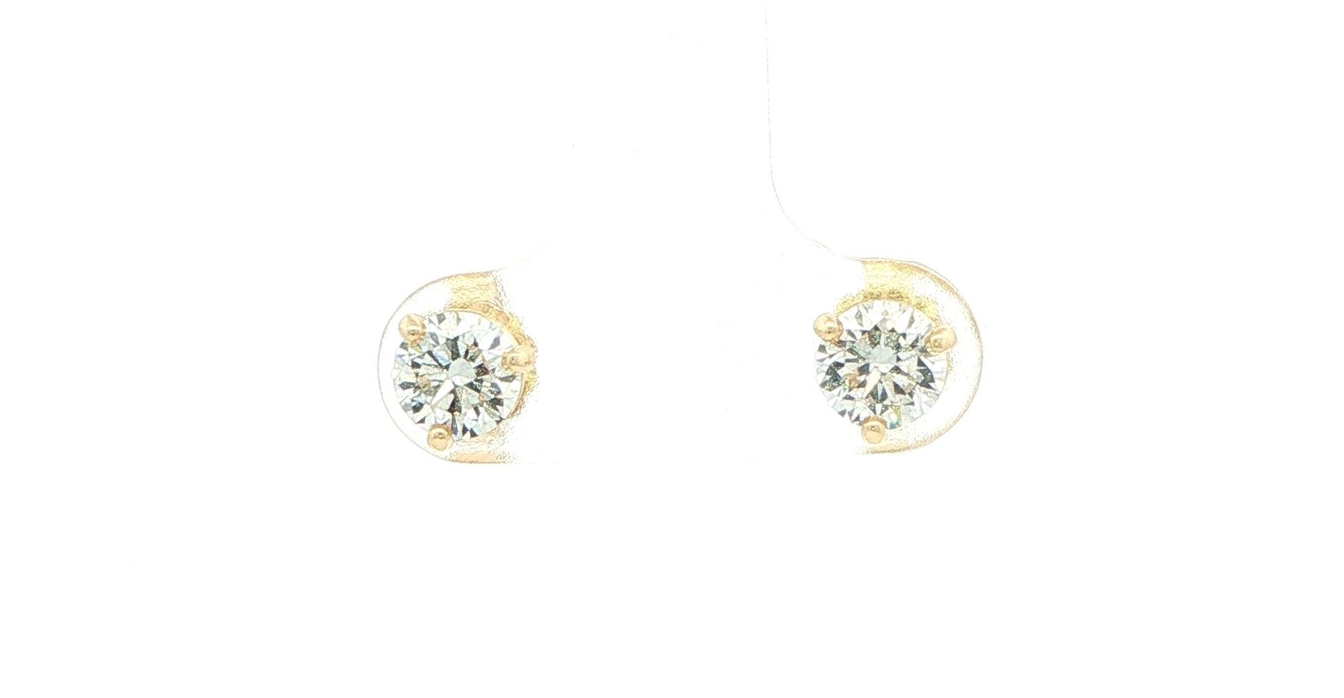 Diamond Stud Earrings in 3-Prong Martini Settings in Yellow Gold (0.51cts TWT)