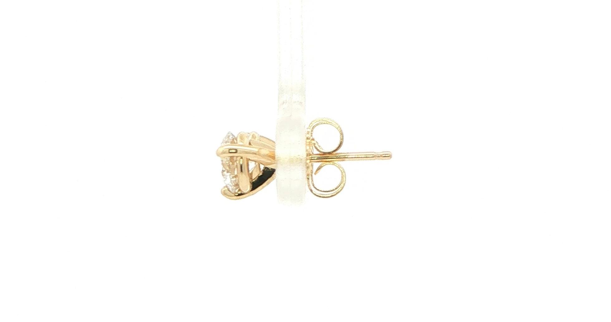Diamond Stud Earrings in 3-Prong Martini Settings in Yellow Gold (0.51cts TWT) side
