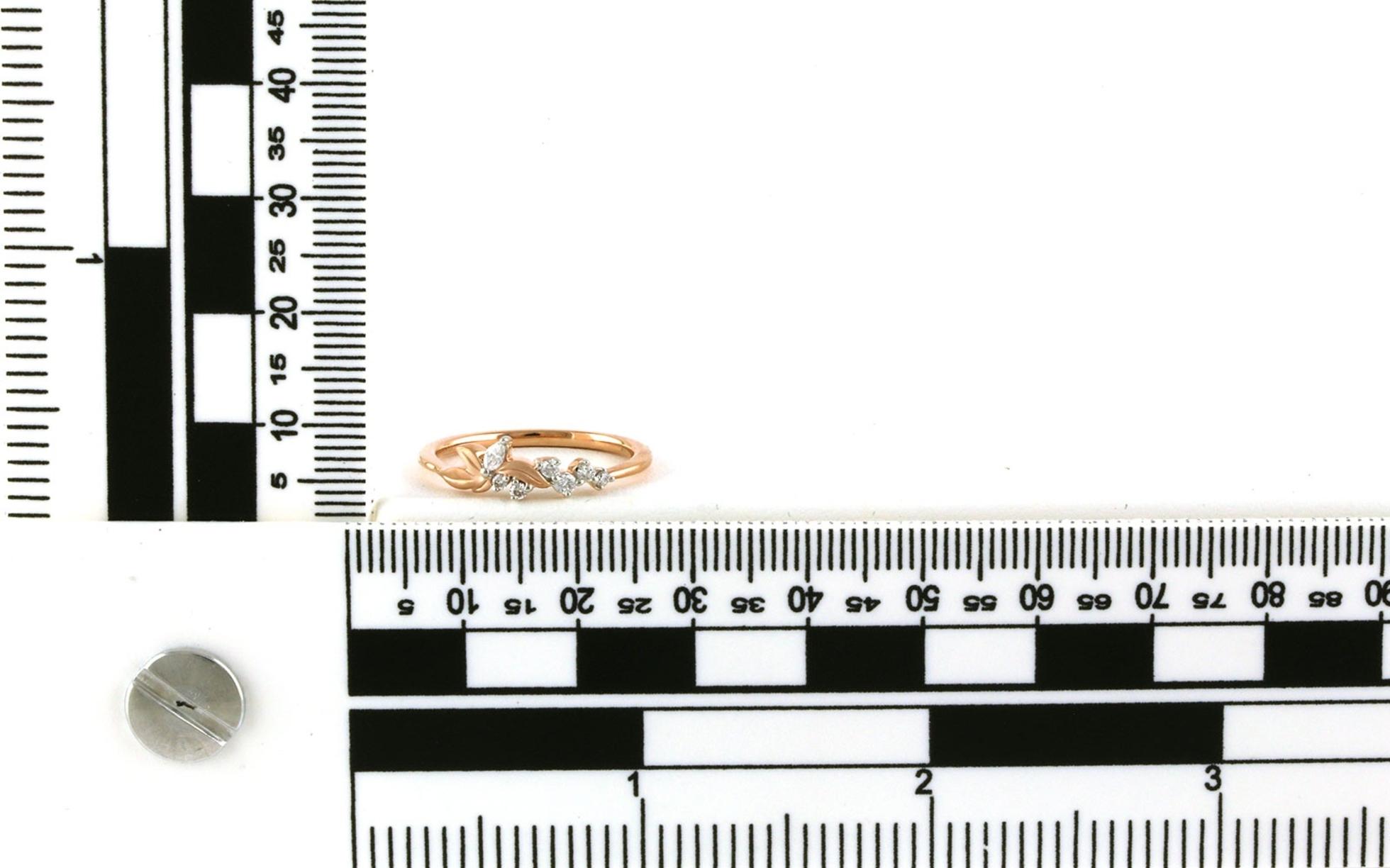 Diamond Leafy Detail Ring in Rose Gold (0.10cts TWT) scale