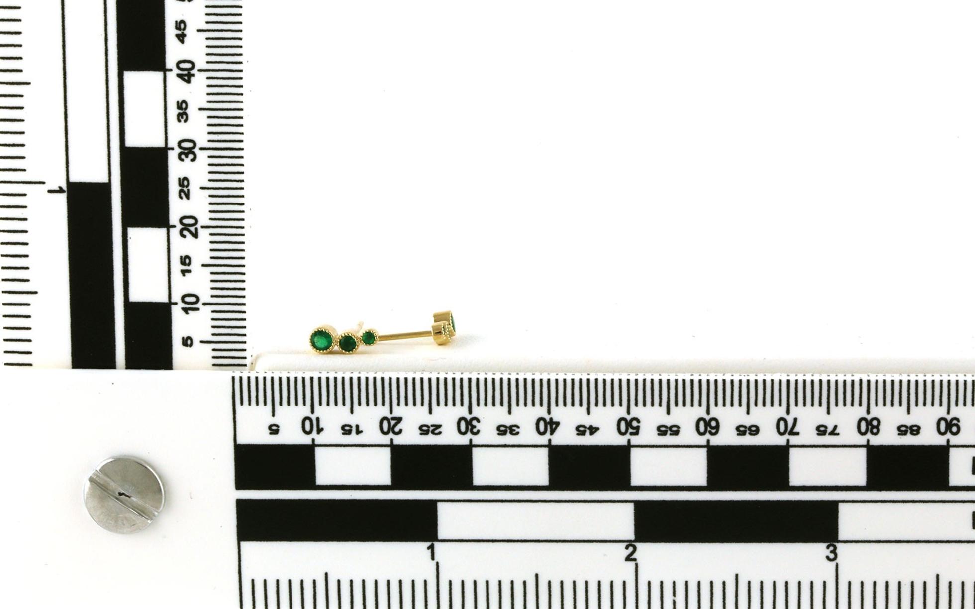Bezel-Set Emerald 3-Stone Ear Crawler Earrings in Yellow Gold (0.32cts TWT) scale