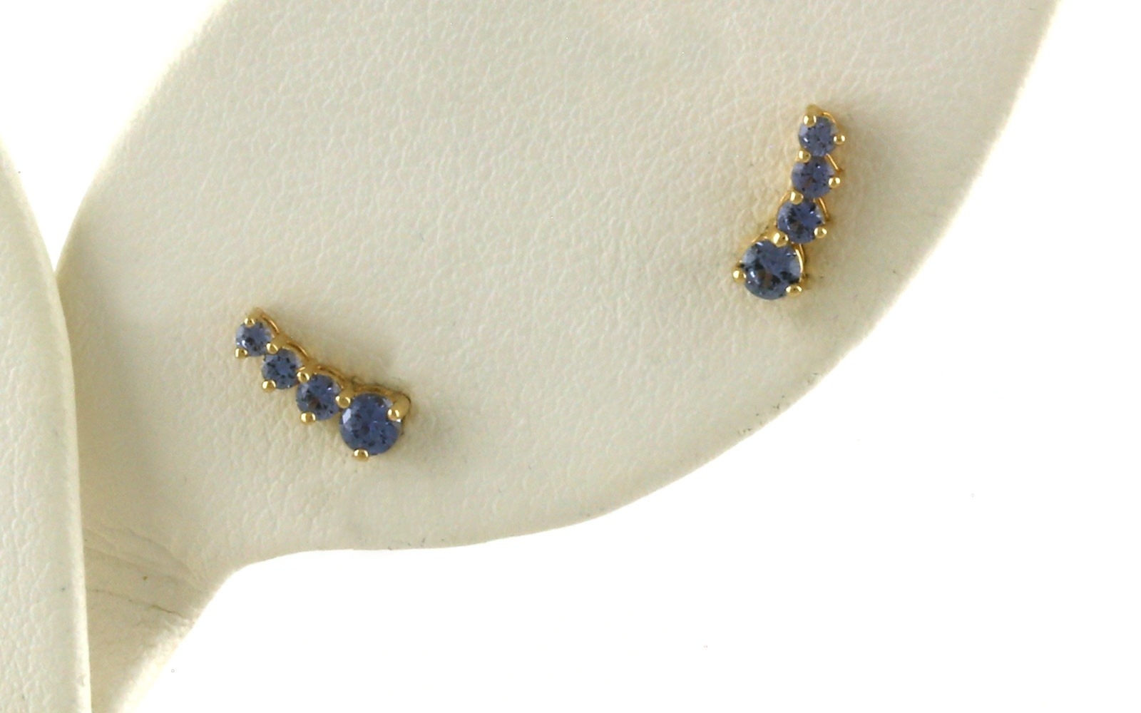 4-Stone Montana Yogo Sapphire Curved Bar Earrings in Yellow Gold (0.33cts TWT)
