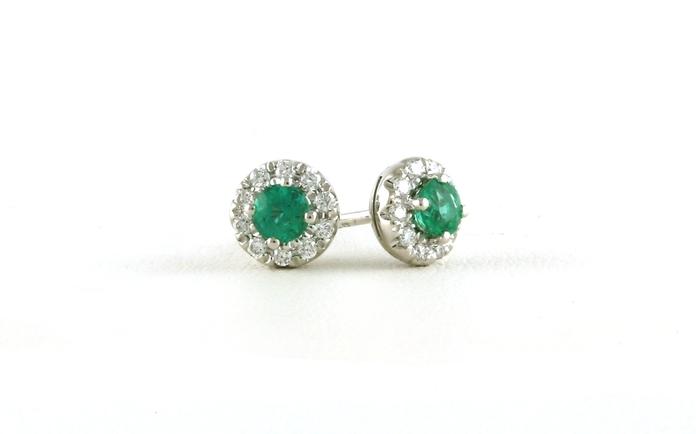 content/products/Emerald and Diamond Halo Stud Earrings in White Gold (0.53cts TWT)