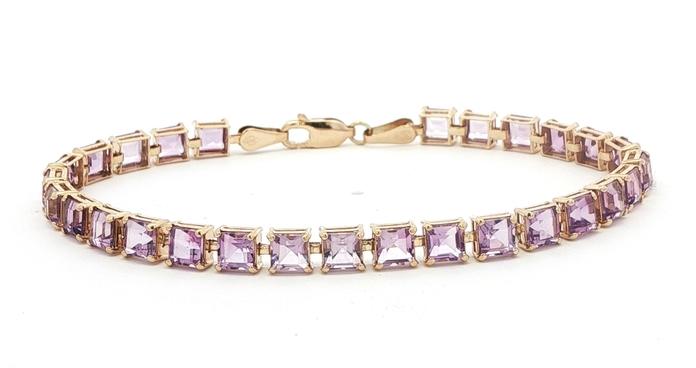 content/products/Estate Piece: Square Cut Amethysts Tennis Bracelet in Yellow Gold