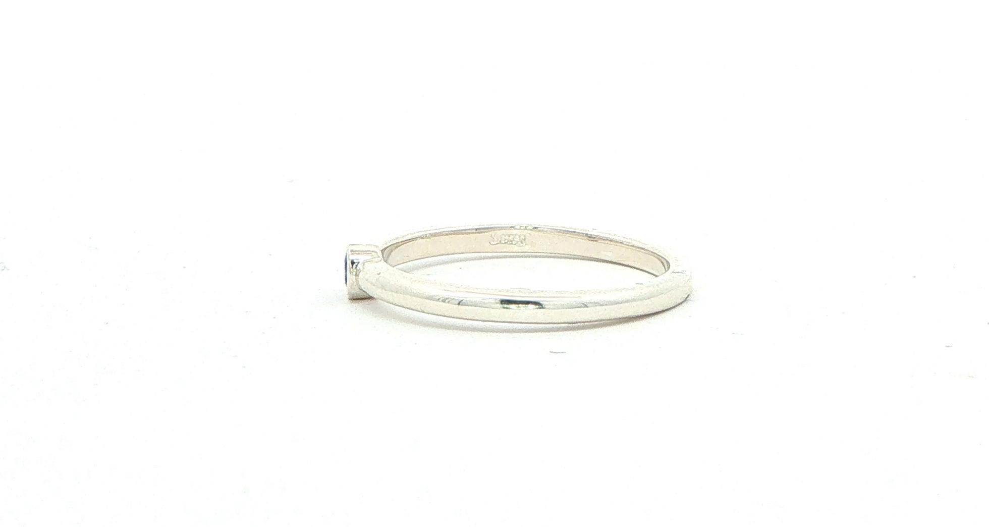 Bezel-Set Montana Yogo Sapphire Solitaire Ring in Sterling Silver (0.05ct) side