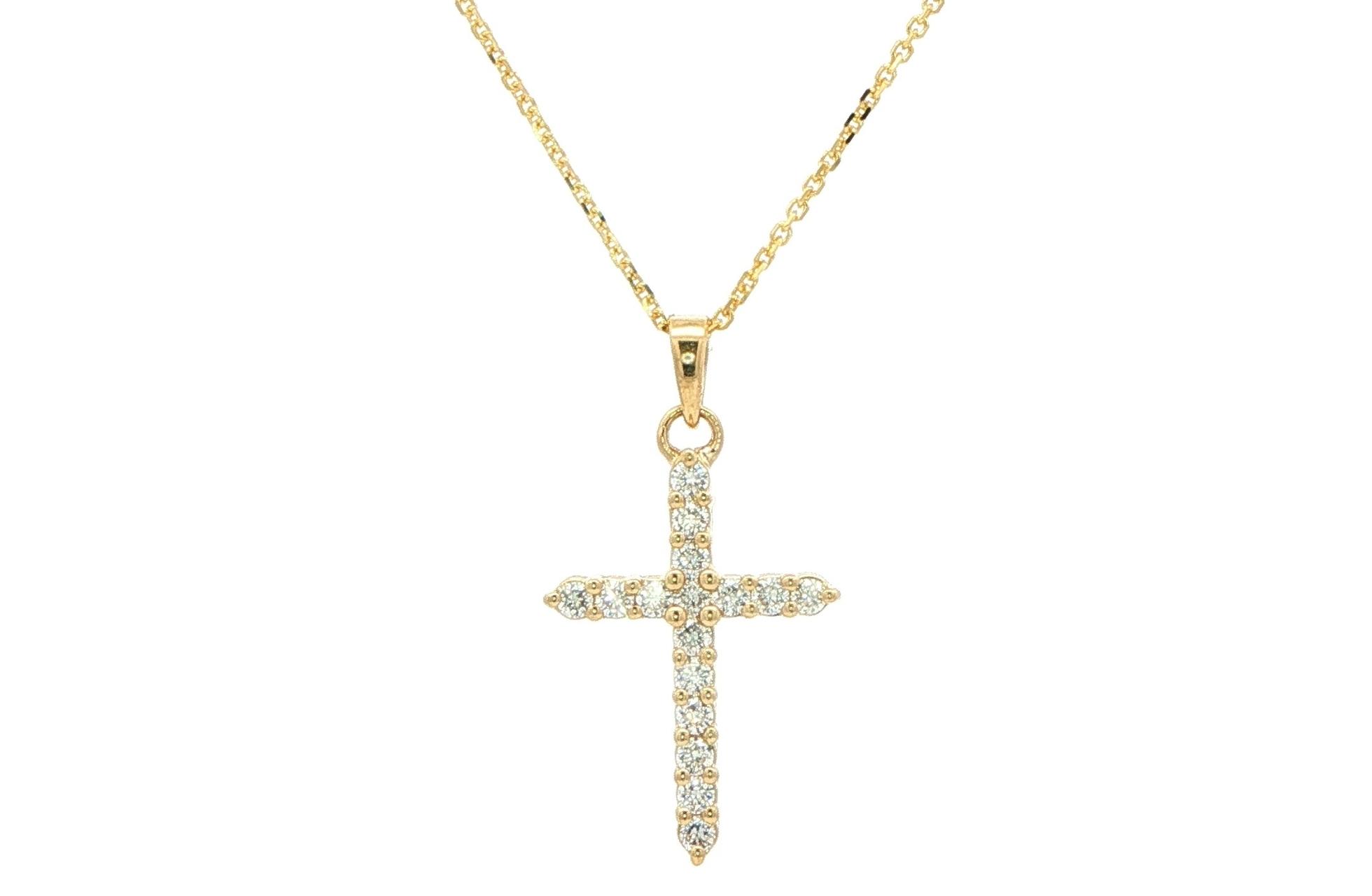 Diamond Cross Pendant Necklace in Yellow Gold (0.25cts TWT)