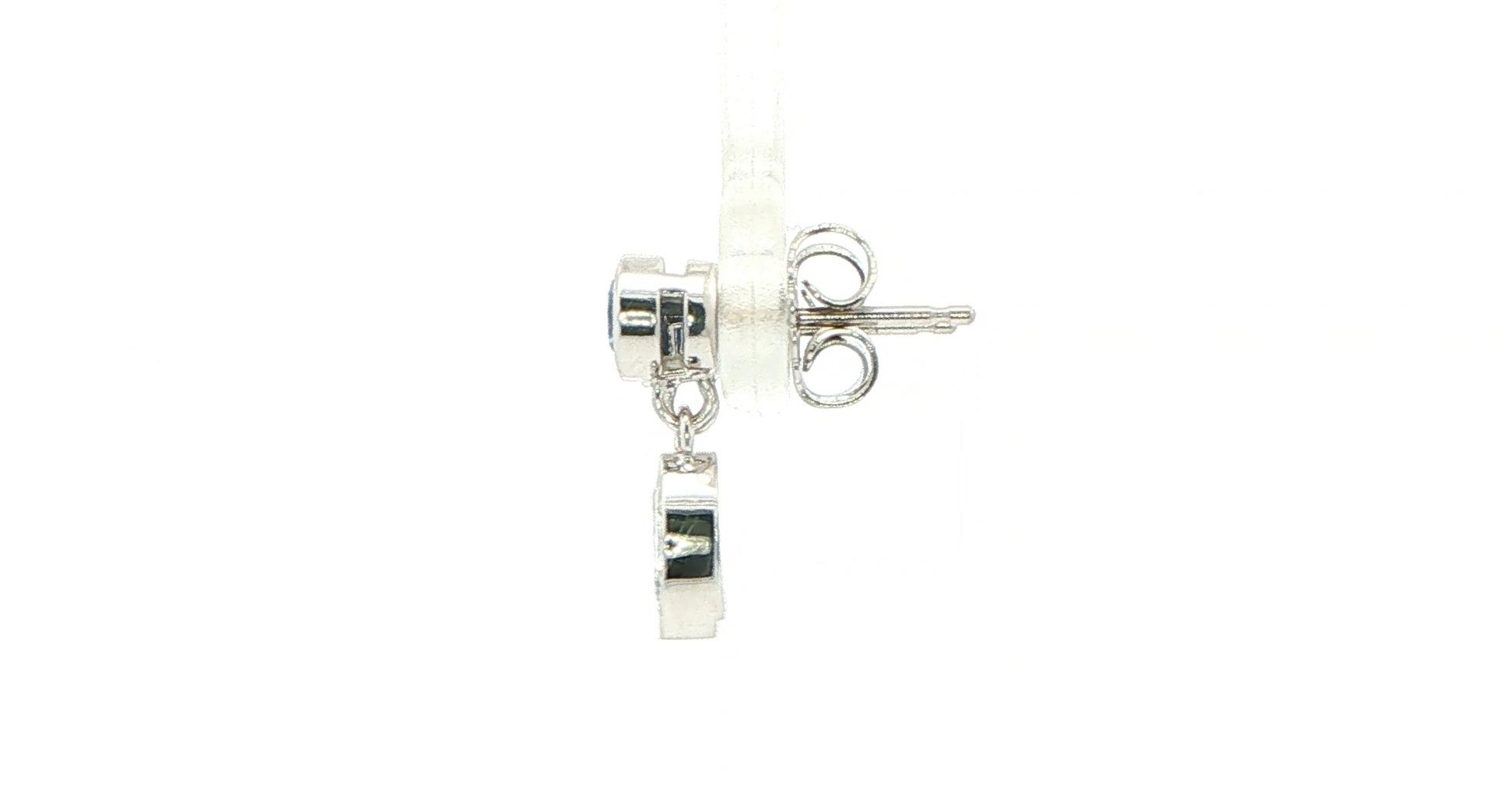 Bezel-set Round Montana Yogo Sapphire and Marquise Diamond Drop Earrings in White Gold (0.72cts TWT) side