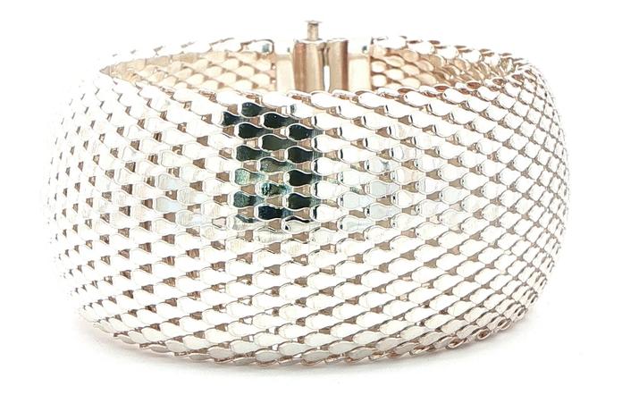 content/products/Estate Piece: Wide Woven Mesh Chain Bracelet in Sterling Silver