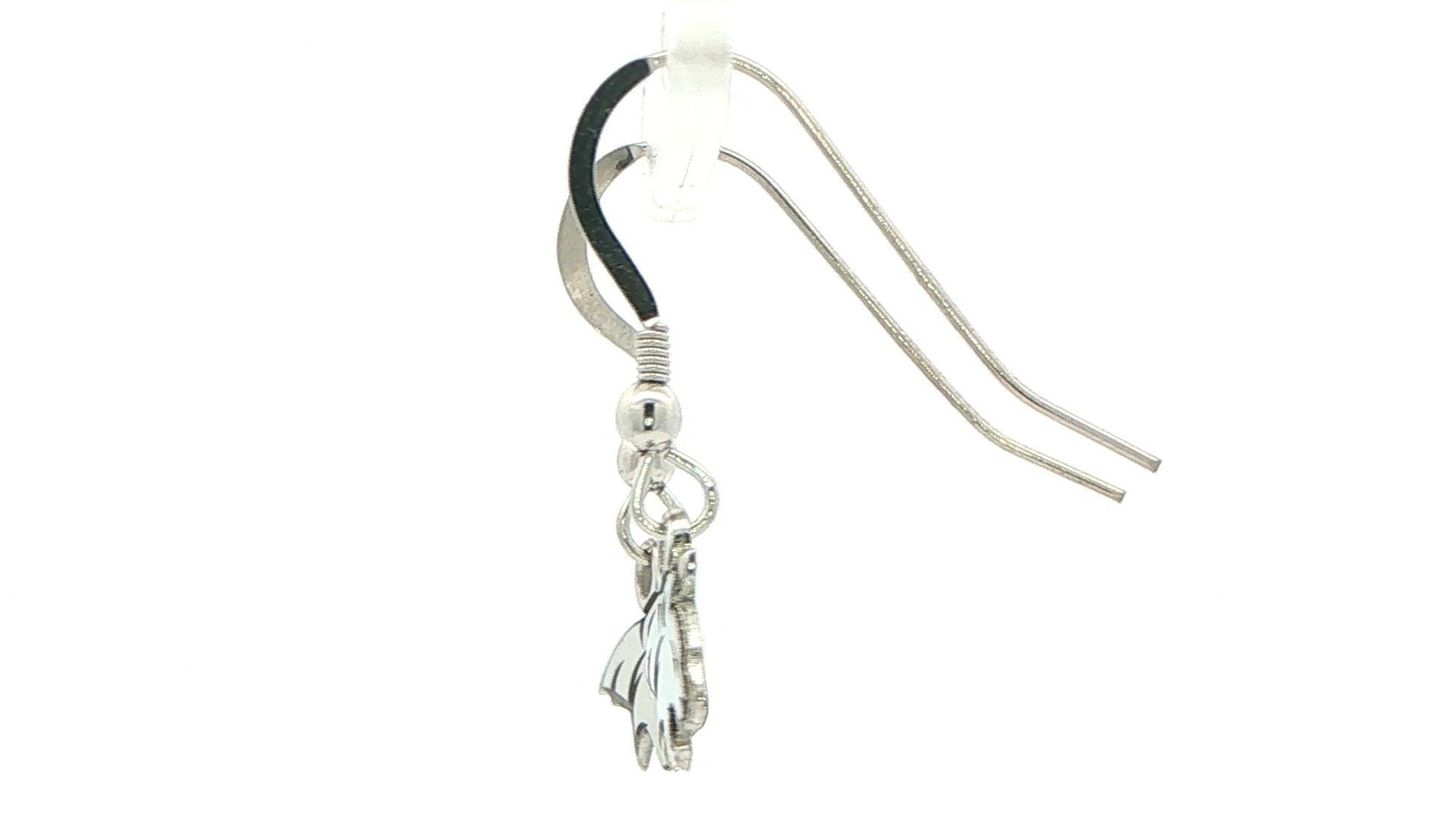 Small Official Bobcat Mascot Dangle Earrings in Sterling Silver side