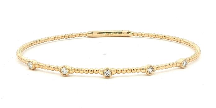 content/products/Beaded Diamond Station Flexi Bangle Bracelet in Yellow Gold (0.25cts TWT)