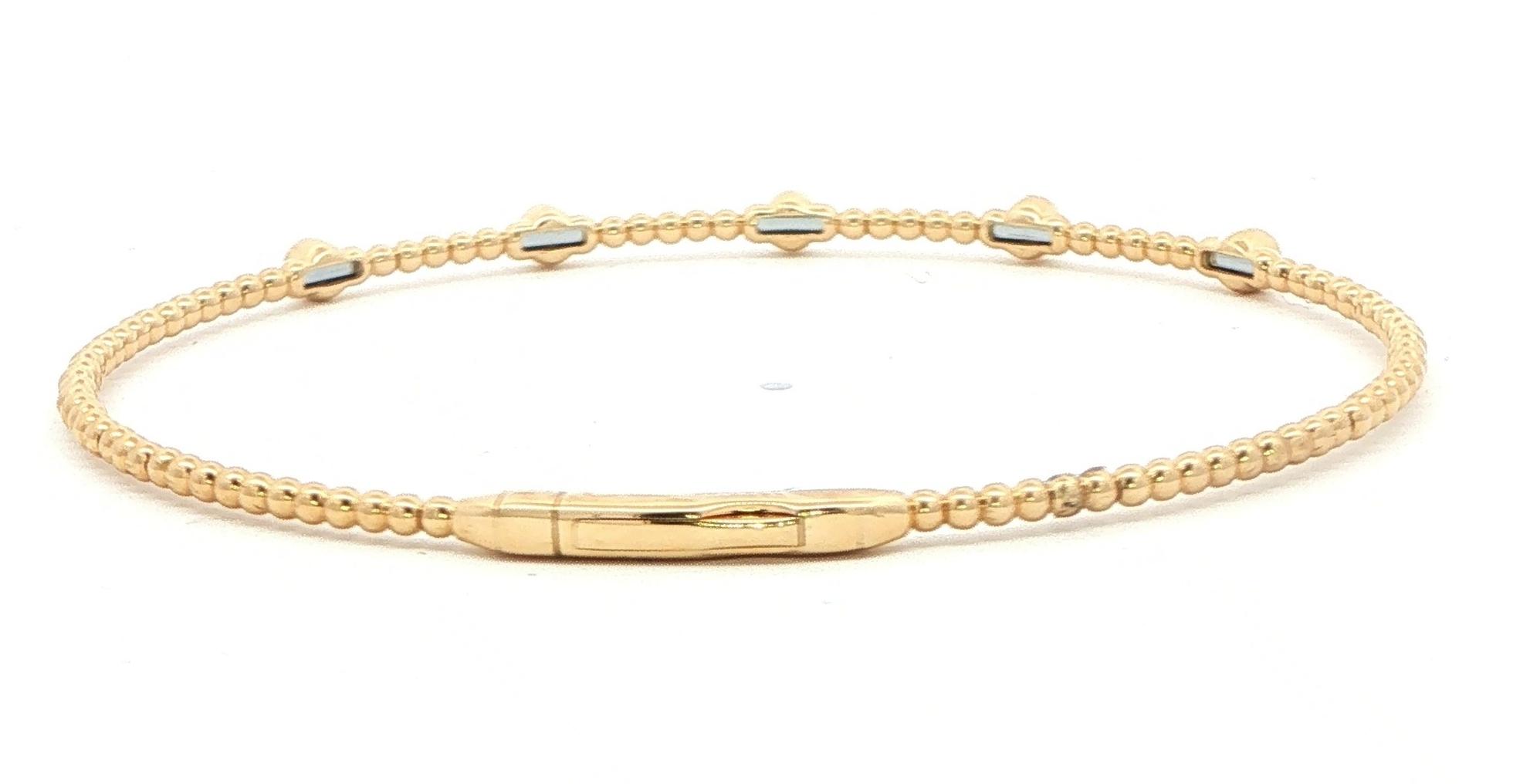 Beaded Diamond Station Flexi Bangle Bracelet in Yellow Gold (0.25cts TWT) back