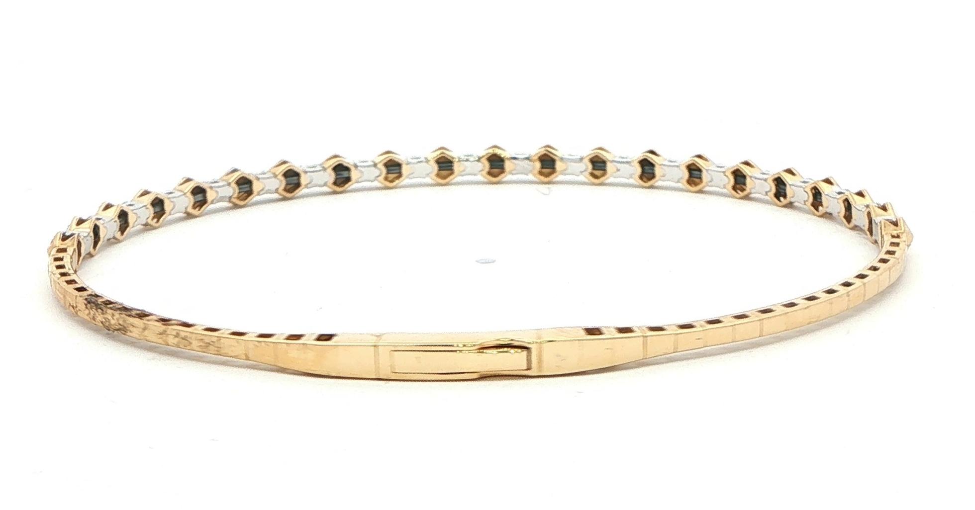 Diamond Geometric Stud Flexi Bangle Bracelet in Yellow Gold (0.27cts TWT) back