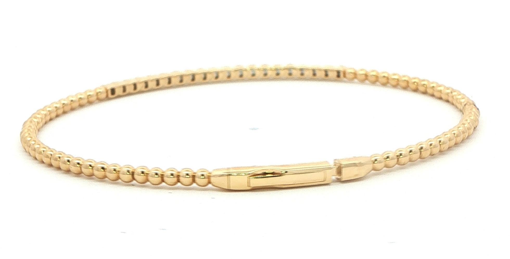 Diamond Beaded Flexi Bangle Bracelet in Yellow Gold (0.43cts TWT) back