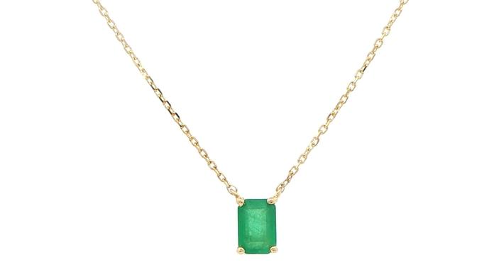 content/products/Emerald-Cut Emerald Solitaire Necklace in Yellow Gold (0.78cts )
