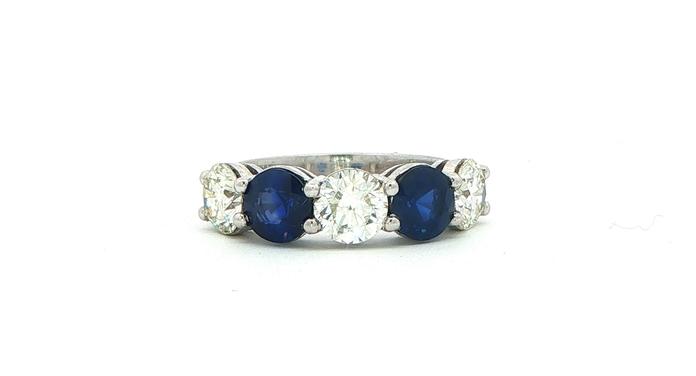 content/products/5-Stone Royal Blue Sapphire and Diamond Ring in Platinum (3.30cts TWT)