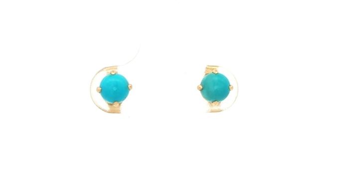 content/products/Round Cabochon Turquoise Stud Earrings in Yellow Gold