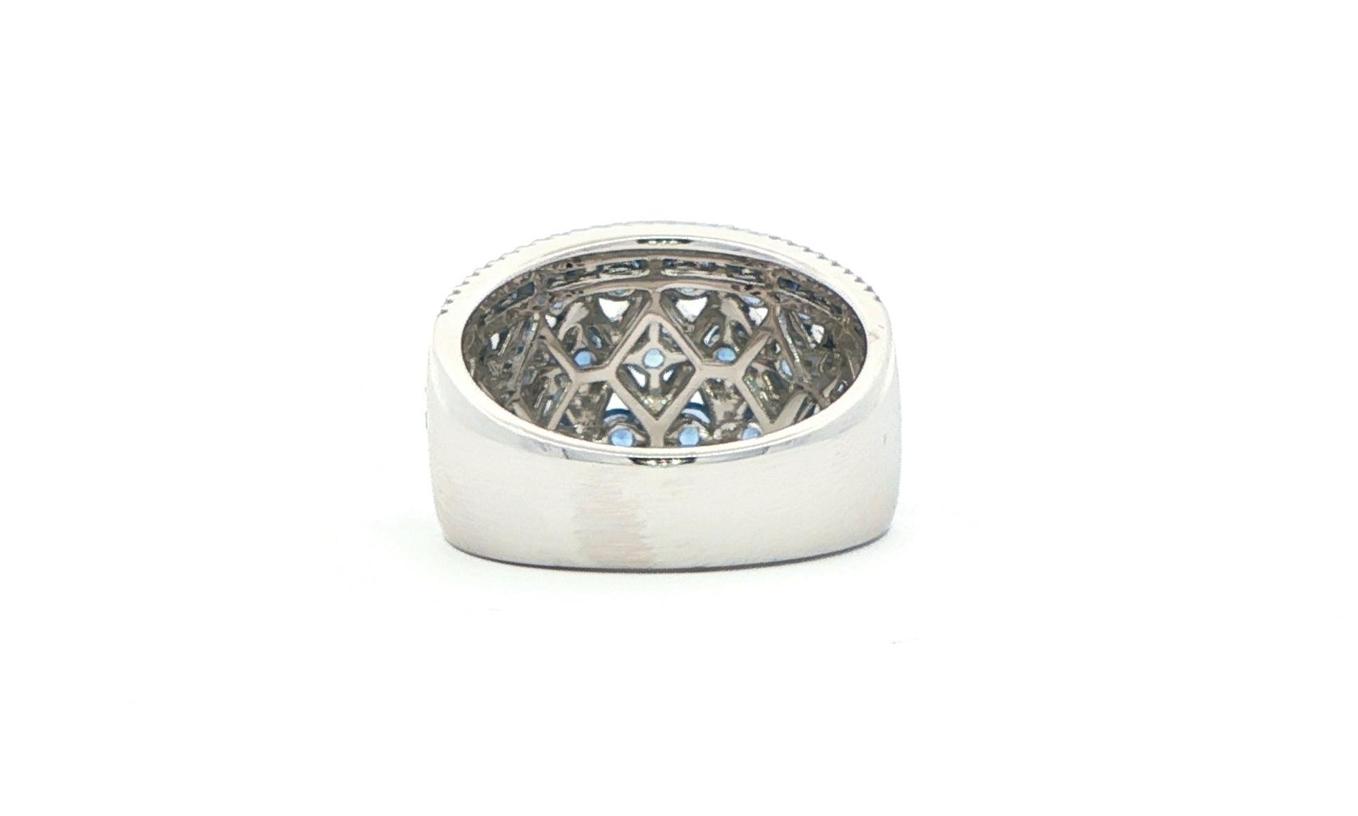 Honeycomb Design Montana Yogo Sapphire and Diamond Ring in White Gold (2.41cts TWT) back