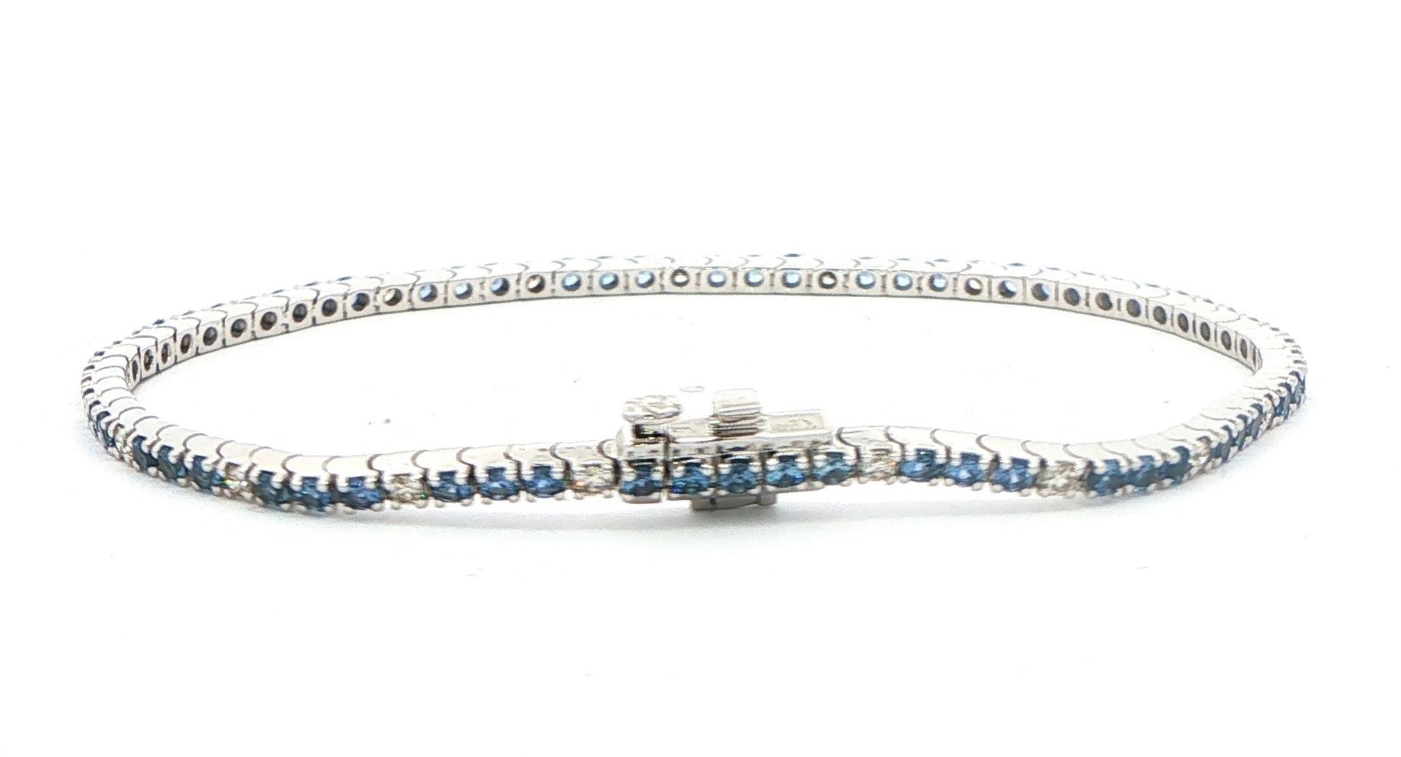 Montana Yogo Sapphire and Diamond Tennis Bracelet in White Gold (3.08cts TWT) back