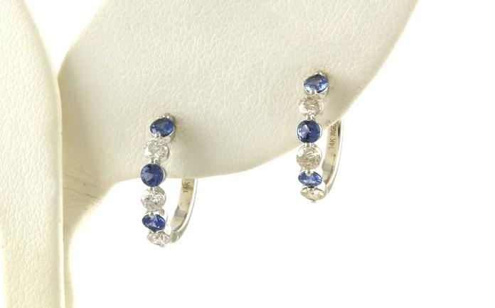 content/products/Alternating Montana Yogo Sapphire and Diamond Single Shared-Prong Hoop Earrings in White Gold (1.25cts TWT)